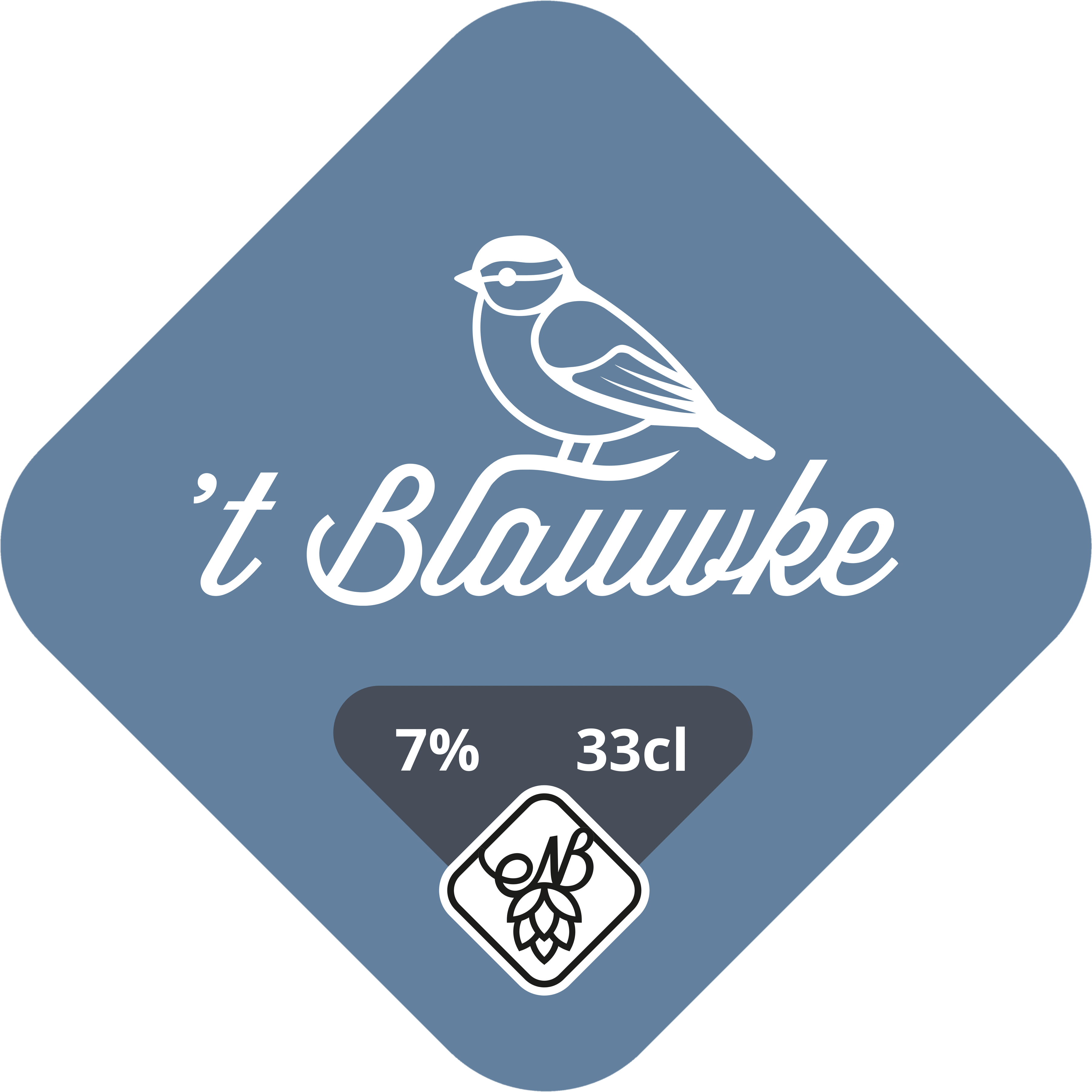 't Blauwke bieretiket - Stevig donkerblond bier 7% alcohol, 33cl van Nistel Brouwerij